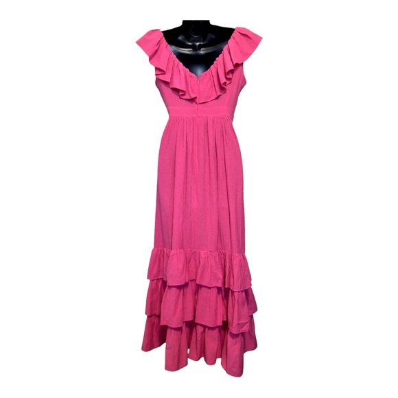 Calvin Klein Sleeveless Ruffled V-Neck Tiered A-Line Dress Size 2 - Picture 5 of 9